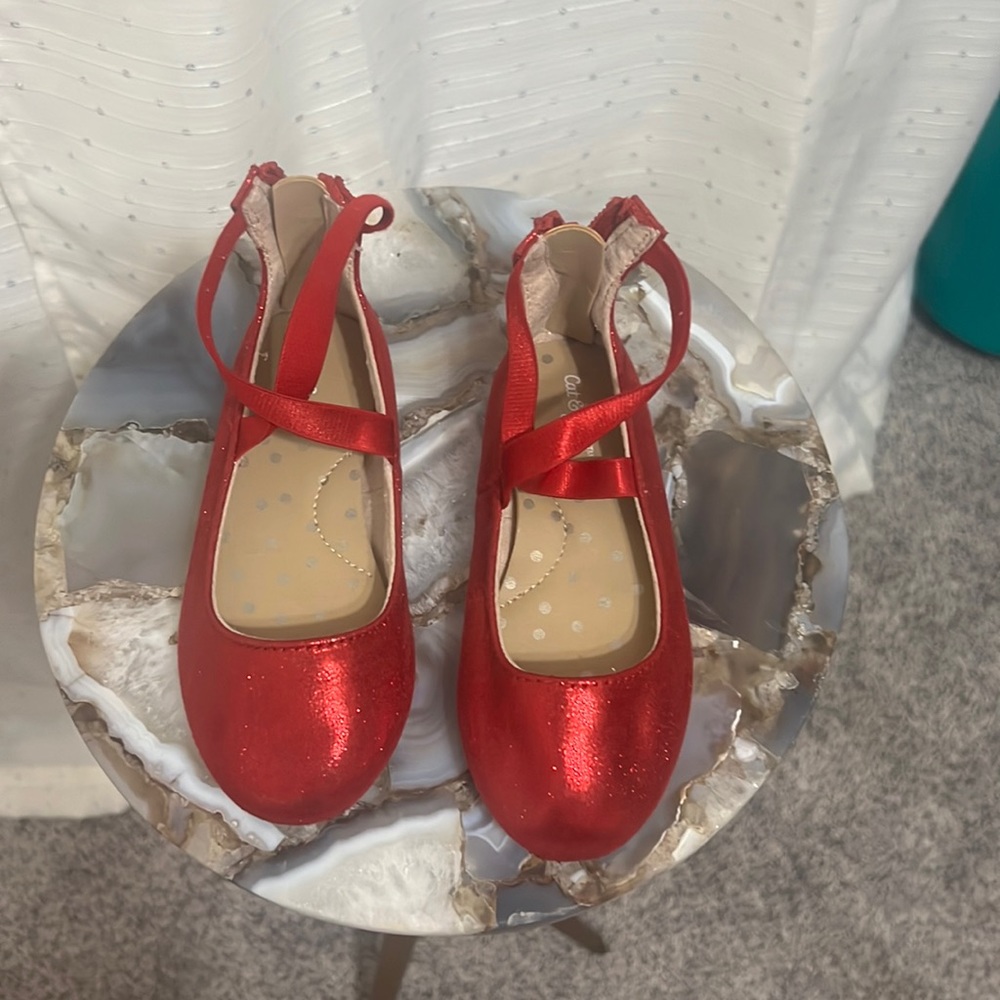 Red ballet flats with ankle strap toddlers size 8